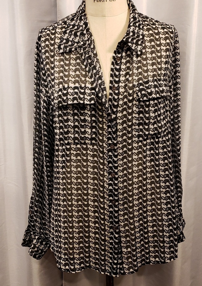 Long Sleeve Elephant Print Two by Vince Camuto Top